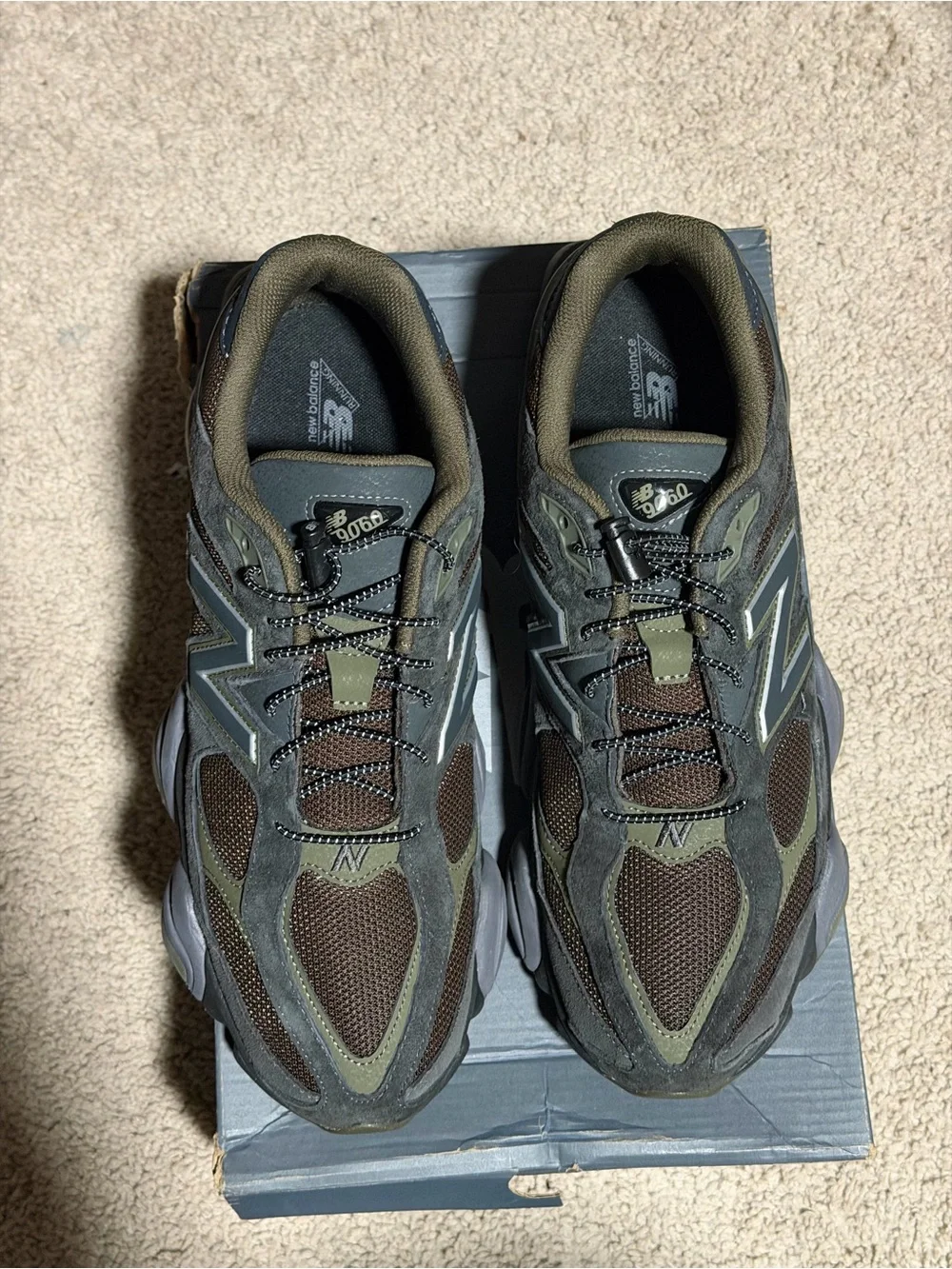 New Balance 9060 Men’s Low Top Suede Sneakers ‘Blacktop Dark Moss’ U9060PH